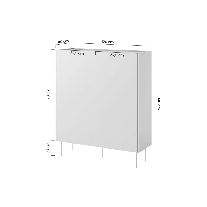 Komoda wysoka Desin z szufladami Meble Bogart ceramic red/dąb