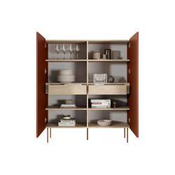 Komoda wysoka Desin z szufladami Meble Bogart ceramic red/dąb Komoda wysoka Desin z szufladami Meble Bogart ceramic red/dąb