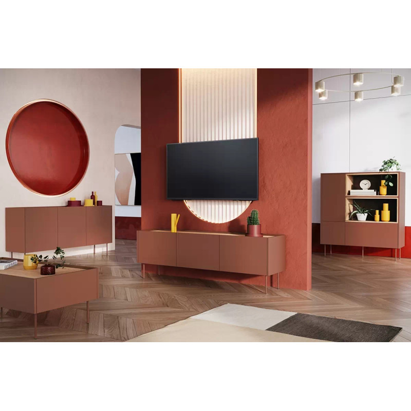 Stolik kawowy Desin Meble Bogart ceramic red/dąb nagano