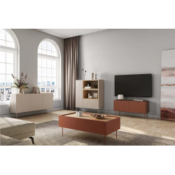 Stolik kawowy Desin Meble Bogart ceramic red/dąb nagano