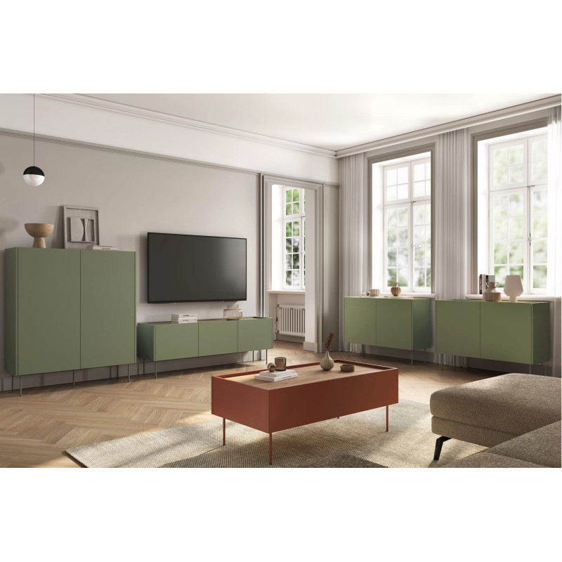 Stolik kawowy Desin Meble Bogart ceramic red/dąb nagano