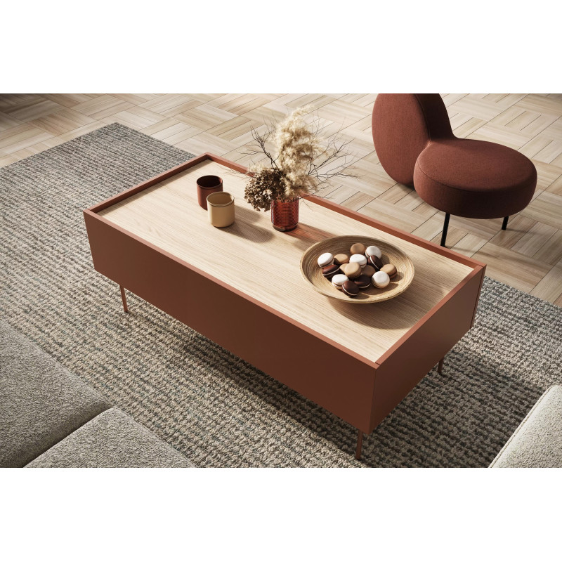 Stolik kawowy Desin Meble Bogart ceramic red/dąb nagano
