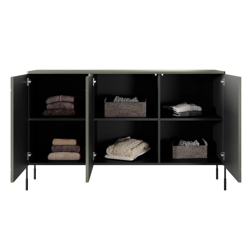 Trzydrzwiowa komoda 150 Sonatia Meble Bogart oliwka