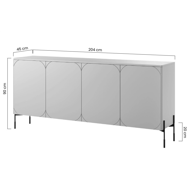 Czterodrzwiowa komoda 200 Sonatia Meble Bogart oliwka