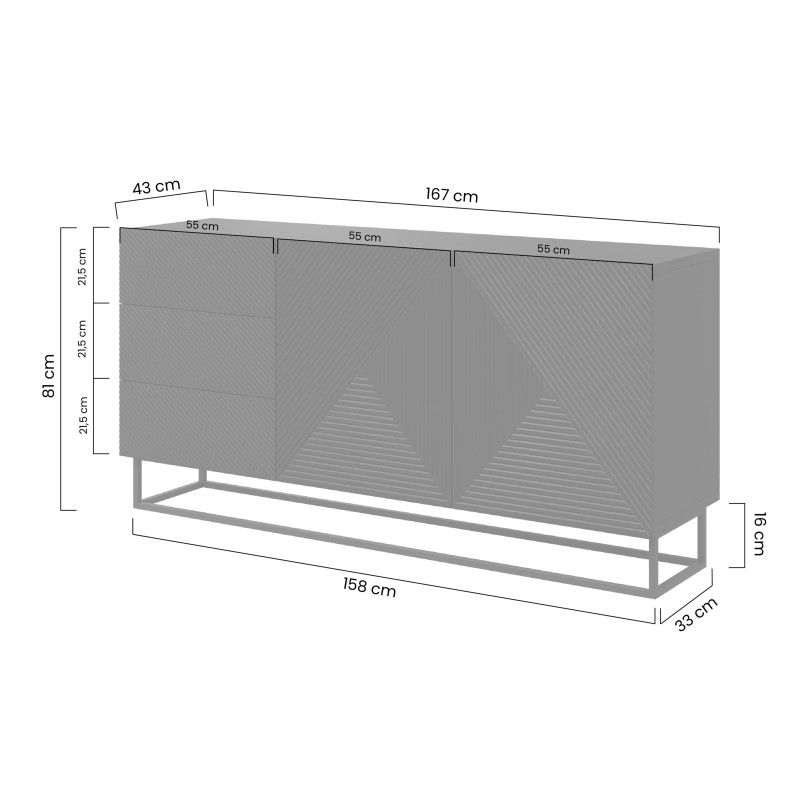 Komoda 167 z szufladami na metalowym stelażu Kolekcja Asha