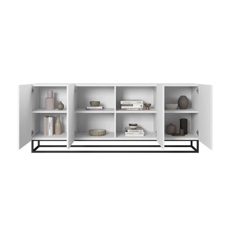 Komoda 200 na metalowym stelażu Kolekcja Asha Meble Bogart biała