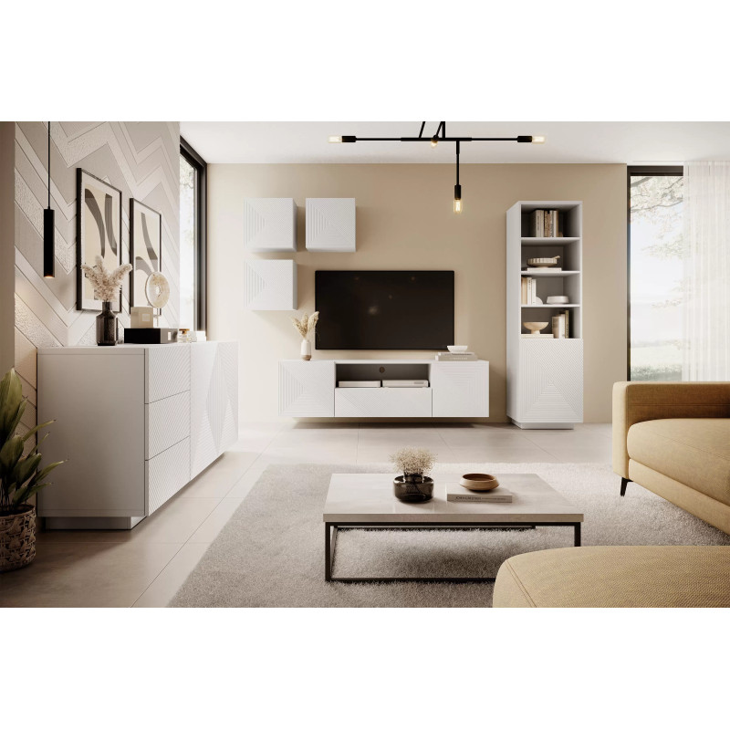 Regał z ryflowanym frontem Kolekcja Asha Meble Bogart biały