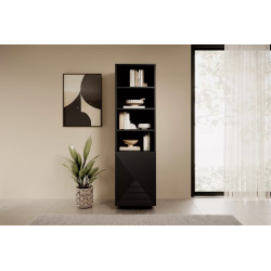 Regał z ryflowanym frontem Kolekcja Asha Meble Bogart czarny Regał z ryflowanym frontem Kolekcja Asha Meble Bogart czarny