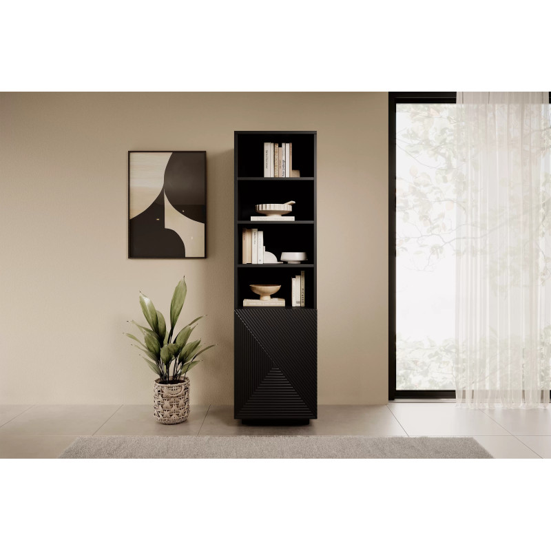 Regał z ryflowanym frontem Kolekcja Asha Meble Bogart czarny