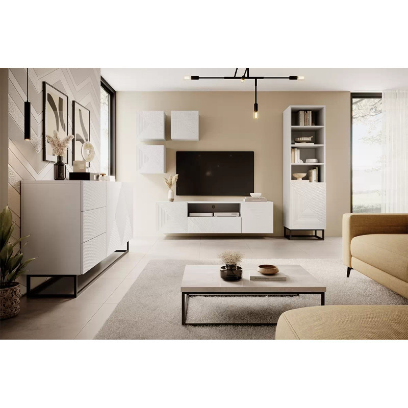 Regał z ryflowanym frontem na metalowym stelażu Kolekcja Asha