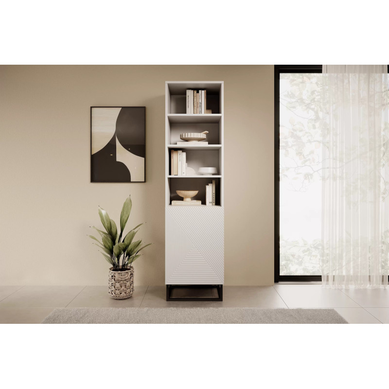 Regał z ryflowanym frontem na metalowym stelażu Kolekcja Asha