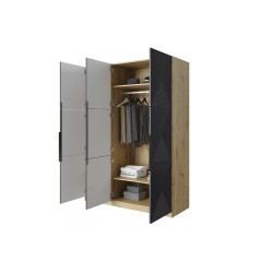 Szafa 150 z ryflowanym frontem Kolekcja Asha Meble Bogart dąb