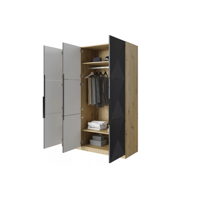 Szafa 150 z ryflowanym frontem Kolekcja Asha Meble Bogart dąb