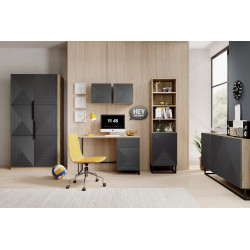 Szafa 100 z ryflowanym frontem Kolekcja Asha Meble Bogart dąb