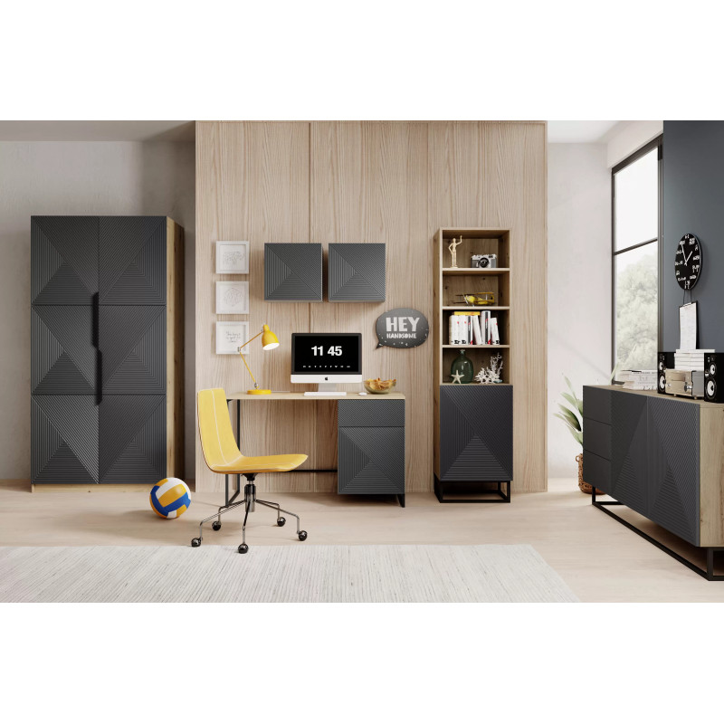 Szafa 100 z ryflowanym frontem Kolekcja Asha Meble Bogart dąb