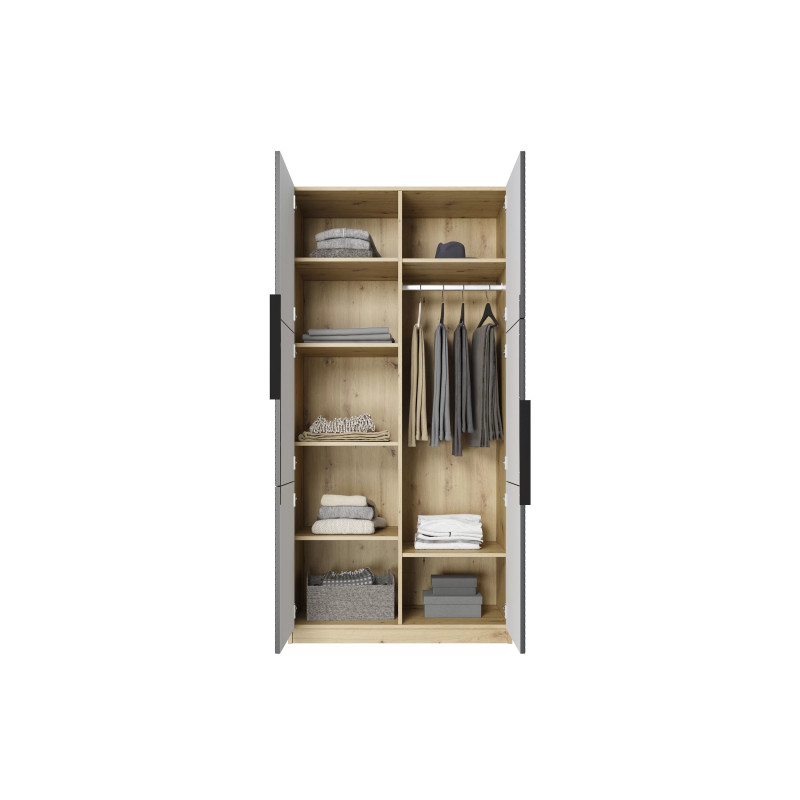 Szafa 100 z ryflowanym frontem Kolekcja Asha Meble Bogart dąb