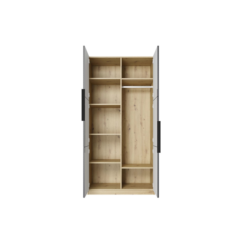 Szafa 100 z ryflowanym frontem Kolekcja Asha Meble Bogart dąb