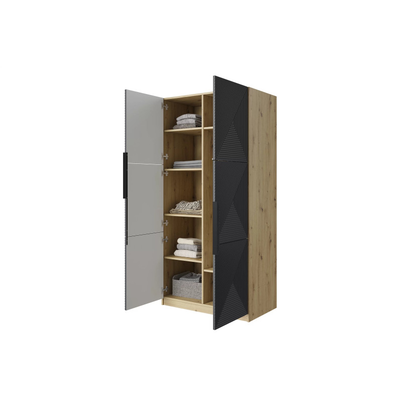 Szafa 100 z ryflowanym frontem Kolekcja Asha Meble Bogart dąb