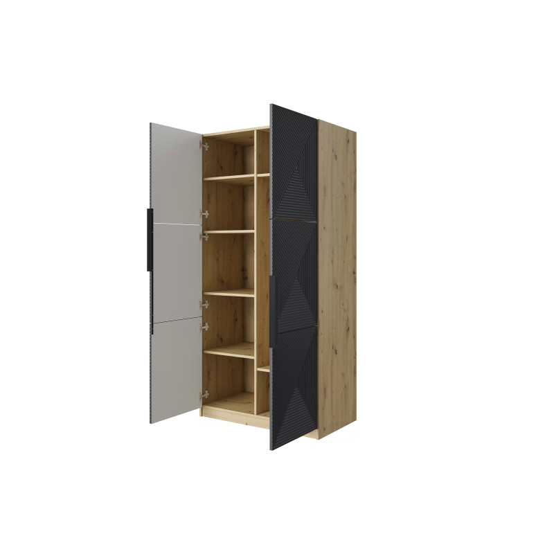 Szafa 100 z ryflowanym frontem Kolekcja Asha Meble Bogart dąb