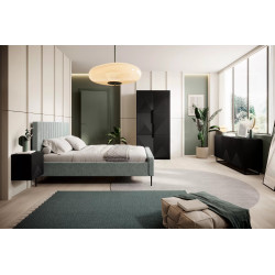 Szafa 100 z ryflowanym frontem Kolekcja Asha Meble Bogart czarna