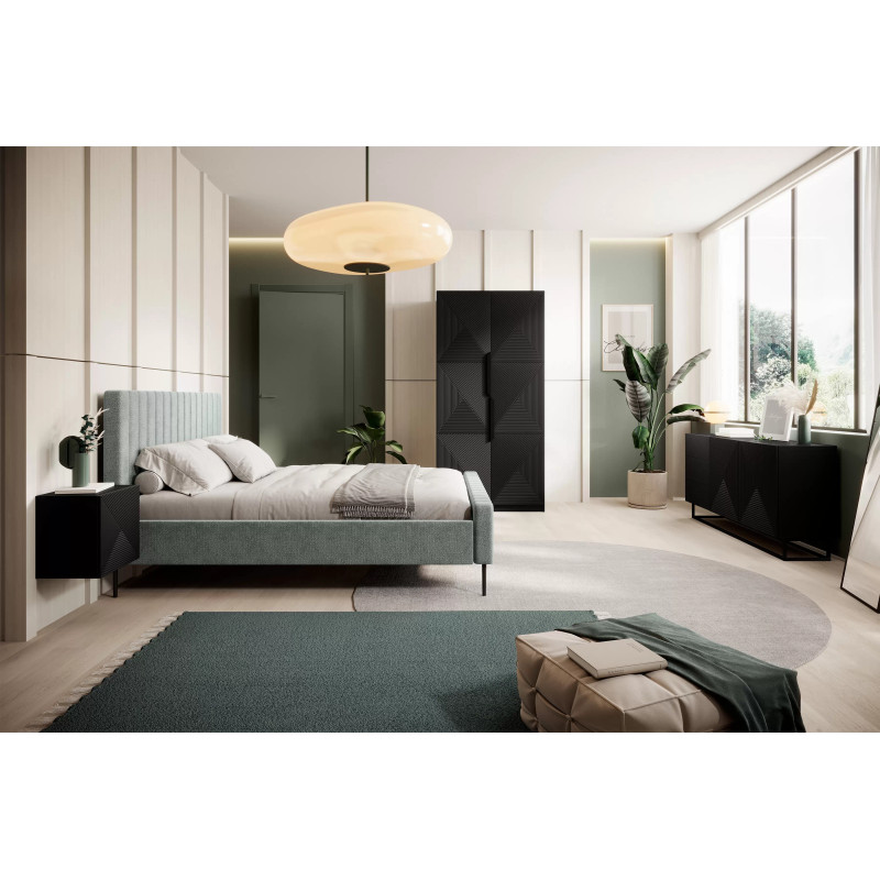 Szafa 100 z ryflowanym frontem Kolekcja Asha Meble Bogart czarna