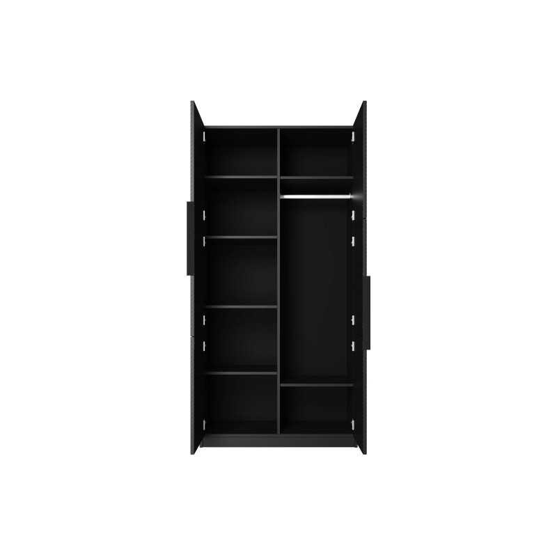 Szafa 100 z ryflowanym frontem Kolekcja Asha Meble Bogart czarna