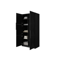 Szafa 100 z ryflowanym frontem Kolekcja Asha Meble Bogart czarna