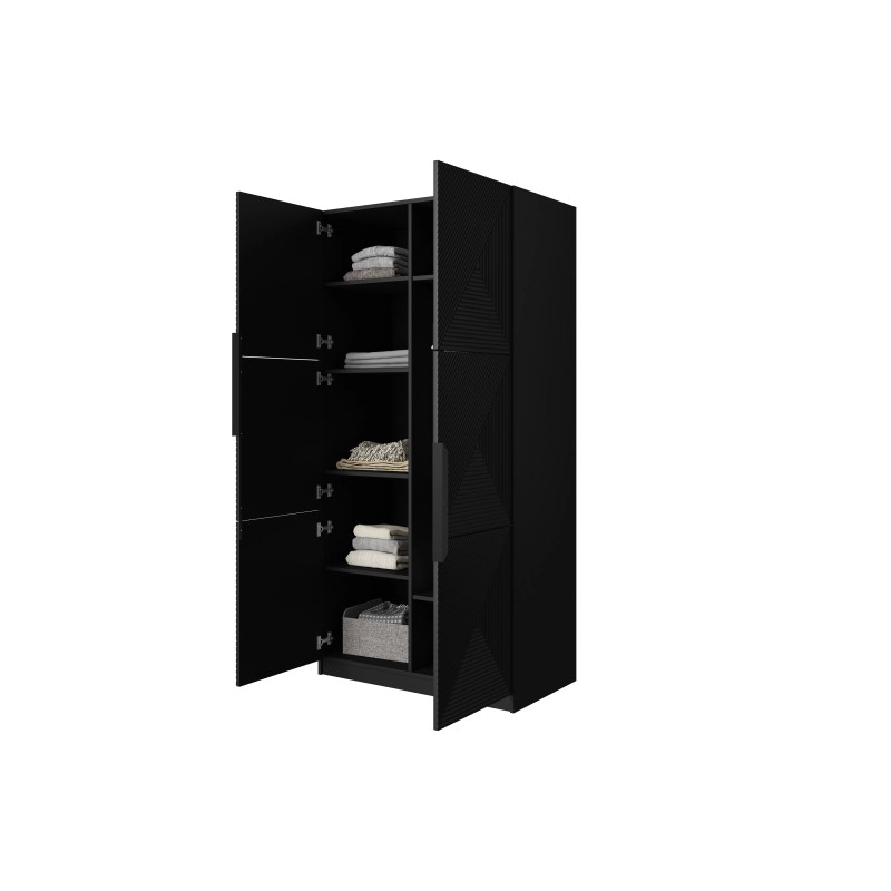 Szafa 100 z ryflowanym frontem Kolekcja Asha Meble Bogart czarna