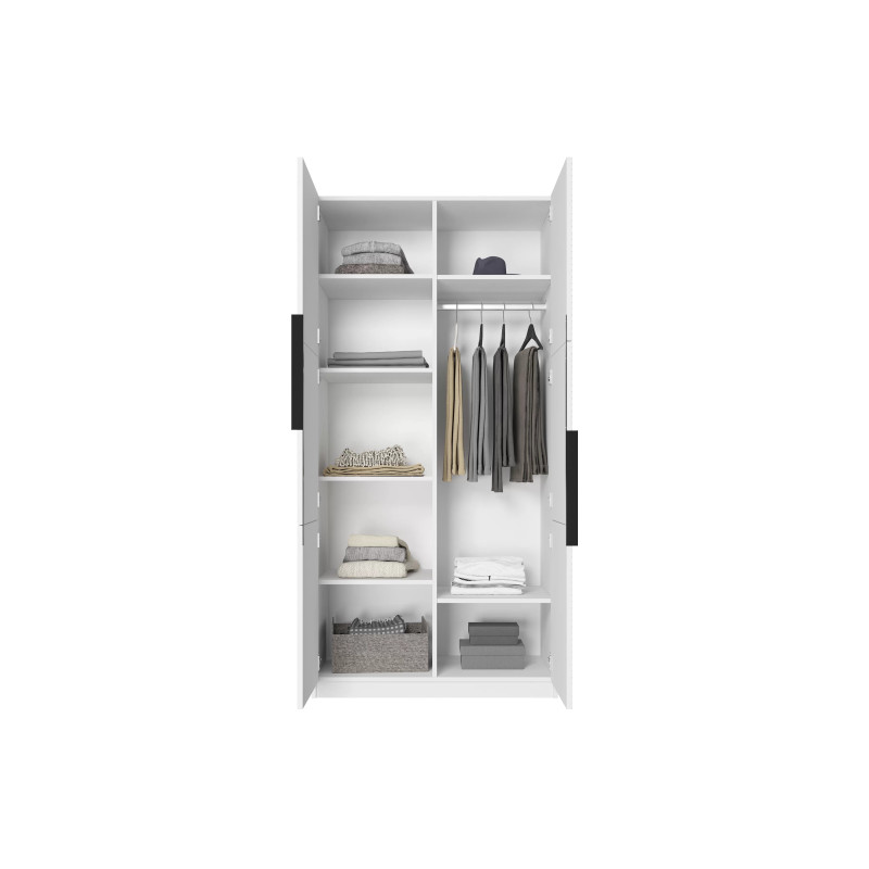 Szafa 100 z ryflowanym frontem Kolekcja Asha Meble Bogart biała