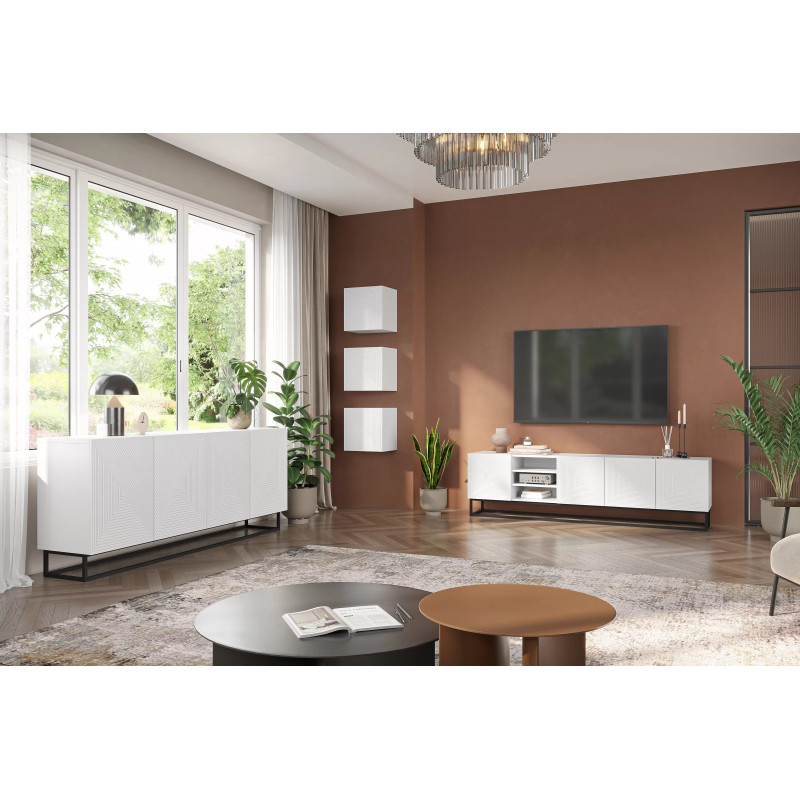 Szafka RTV 200 z wnęką na metalowym stelażu Kolekcja Asha Meble