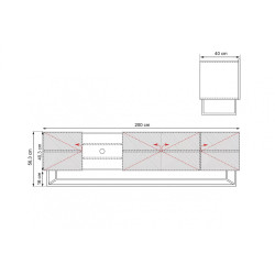 Szafka RTV 200 z wnęką na metalowym stelażu Kolekcja Asha Meble Szafka RTV 200 z wnęką na metalowym stelażu Kolekcja Asha Meble