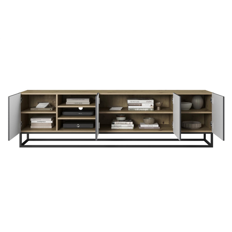 Szafka RTV 200 z wnęką na metalowym stelażu Kolekcja Asha Meble