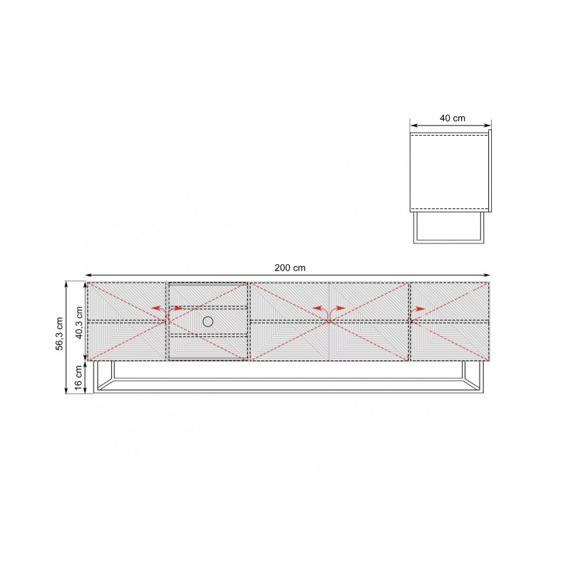 Szafka RTV 200 na metalowym stelażu Kolekcja Asha Meble Bogart