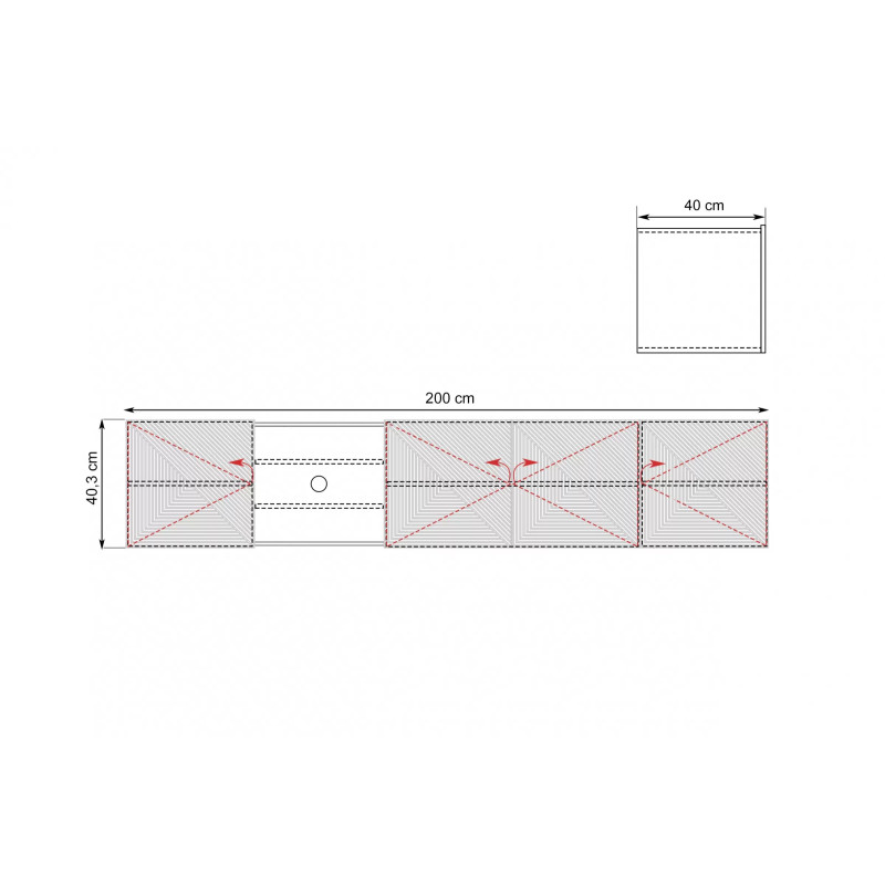 Wisząca szafka RTV 200 z wnęką Kolekcja Asha Meble Bogart czarna