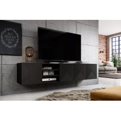 Wisząca szafka RTV 200 z wnęką Kolekcja Asha Meble Bogart czarna