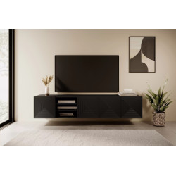 Wisząca szafka RTV 200 z wnęką Kolekcja Asha Meble Bogart czarna