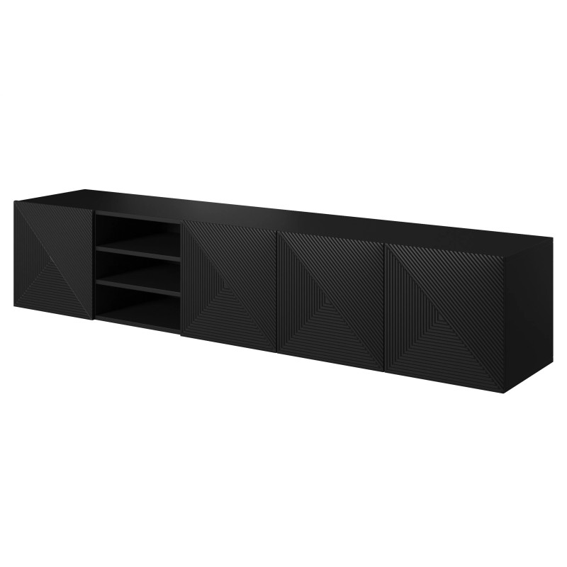 Wisząca szafka RTV 200 z wnęką Kolekcja Asha Meble Bogart czarna