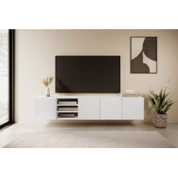 Wisząca szafka RTV 200 z wnęką Kolekcja Asha Meble Bogart biała