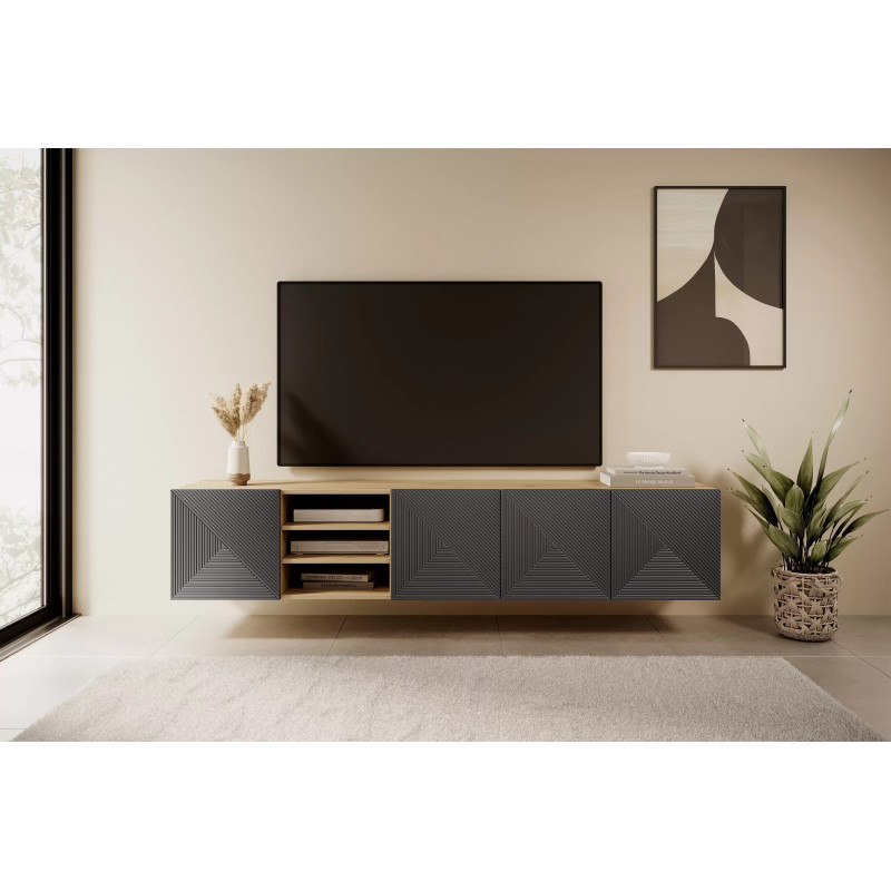 Wisząca szafka RTV 200 z wnęką Kolekcja Asha Meble Bogart dąb