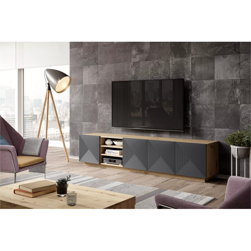 Szafka RTV 200 z wnęką Kolekcja Asha Meble Bogart dąb artisan