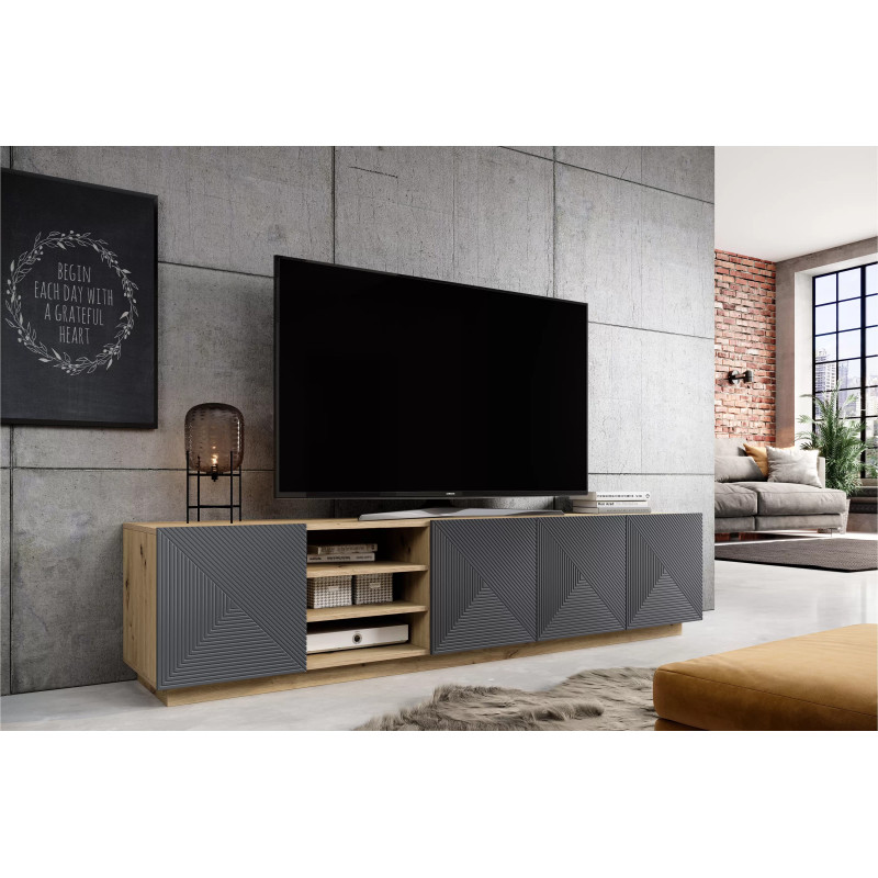 Szafka RTV 200 z wnęką Kolekcja Asha Meble Bogart dąb artisan