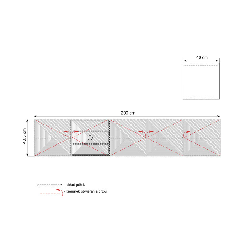Wisząca szafka RTV 200 Kolekcja Asha Meble Bogart czarna