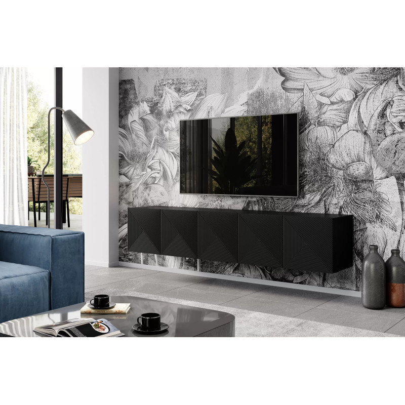 Wisząca szafka RTV 200 Kolekcja Asha Meble Bogart czarna