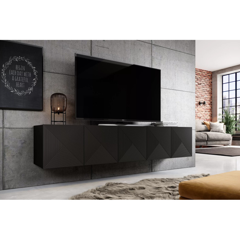 Wisząca szafka RTV 200 Kolekcja Asha Meble Bogart czarna