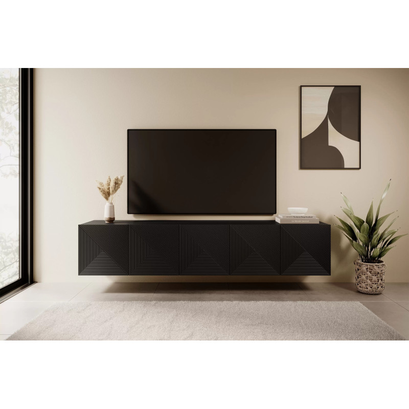 Wisząca szafka RTV 200 Kolekcja Asha Meble Bogart czarna