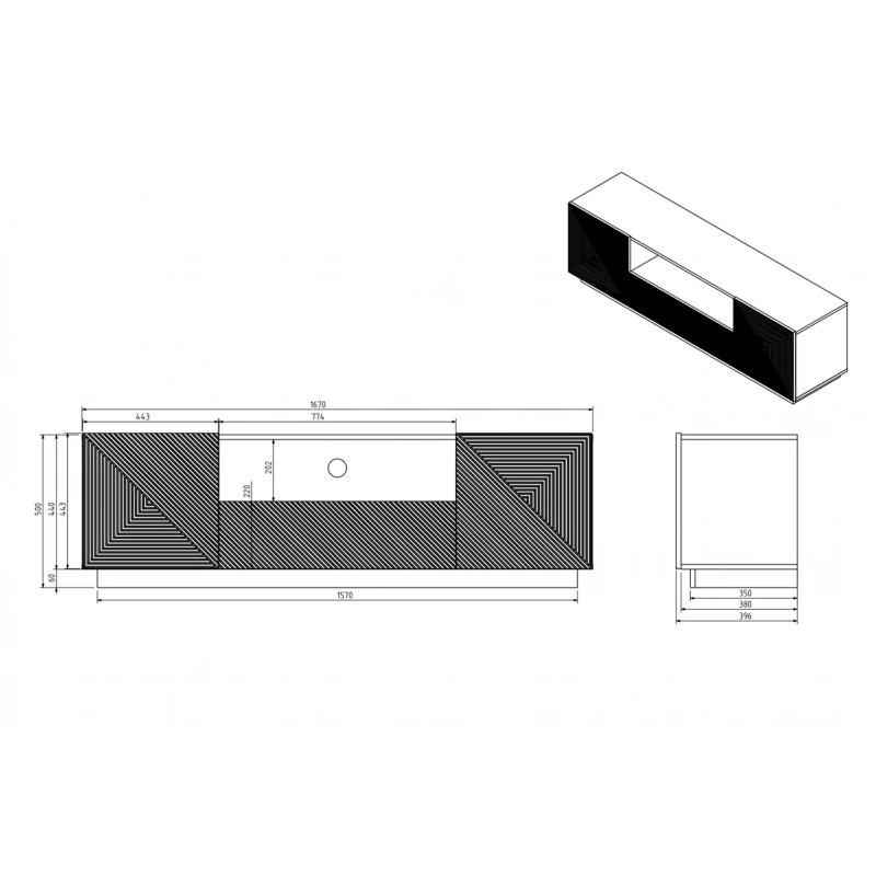 Wisząca szafka RTV 167 z szufladą Kolekcja Asha Meble Bogart