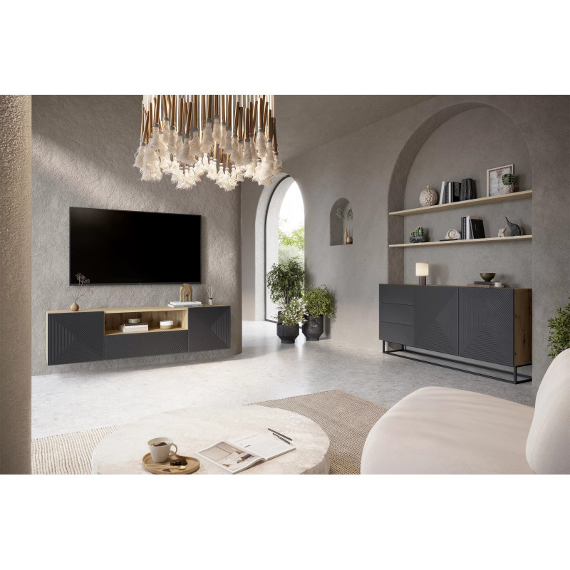 Wisząca szafka RTV 167 z szufladą Kolekcja Asha Meble Bogart