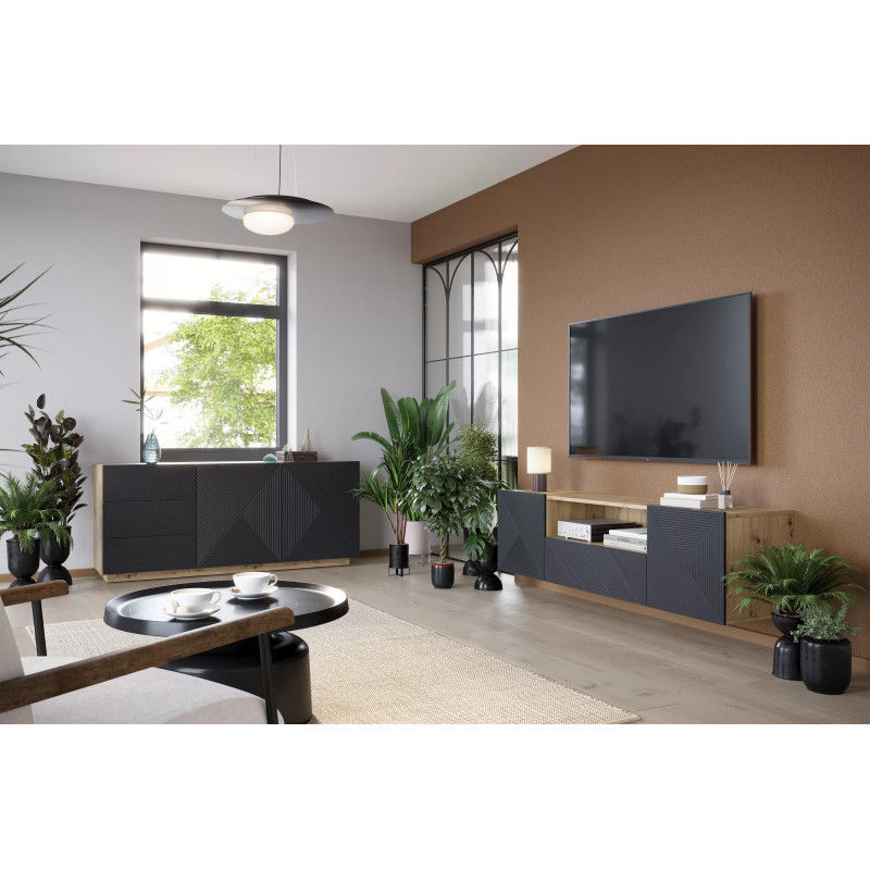 Wisząca szafka RTV 167 z szufladą Kolekcja Asha Meble Bogart