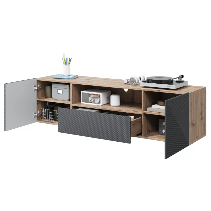 Wisząca szafka RTV 167 z szufladą Kolekcja Asha Meble Bogart