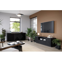 Szafka RTV 167 z szufladą Kolekcja Asha Meble Bogart czarna